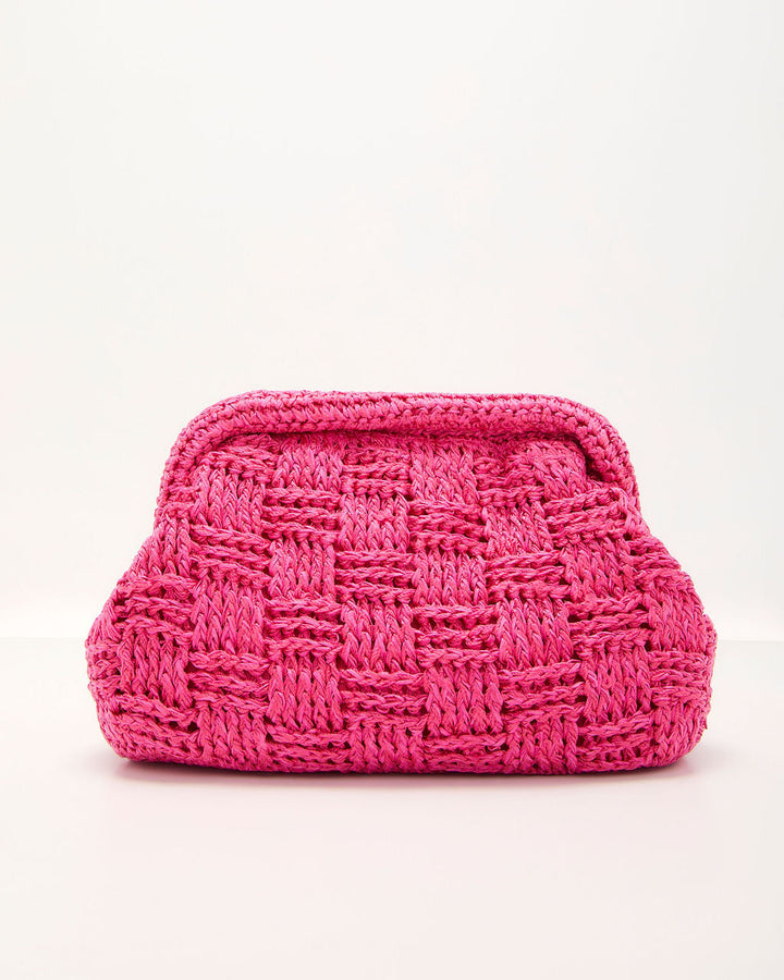Ruma Woven Straw Pouch Clutch
