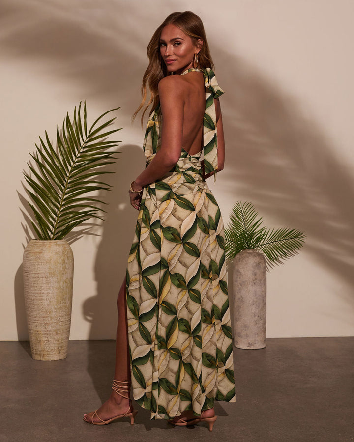 Neoh Abstract Halter Maxi Dress