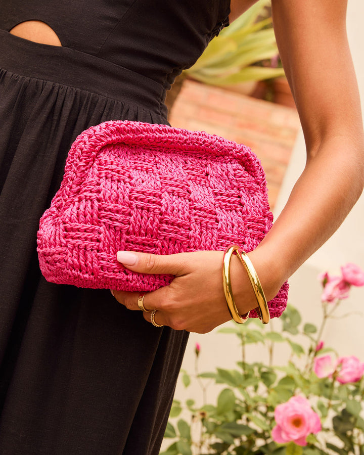 Ruma Woven Straw Pouch Clutch