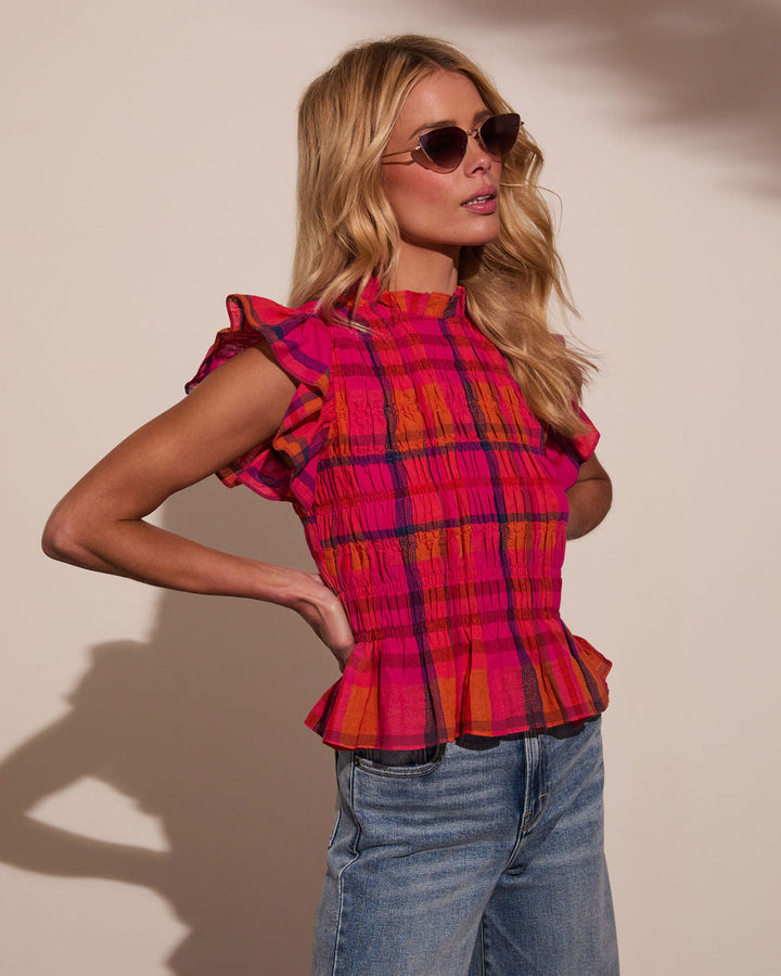 Starla Smocked Plaid Top