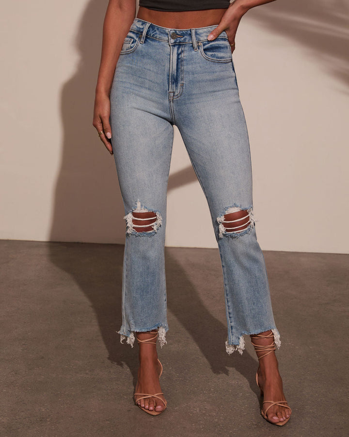 Cosmia Super Stretch High Rise Distressed Denim