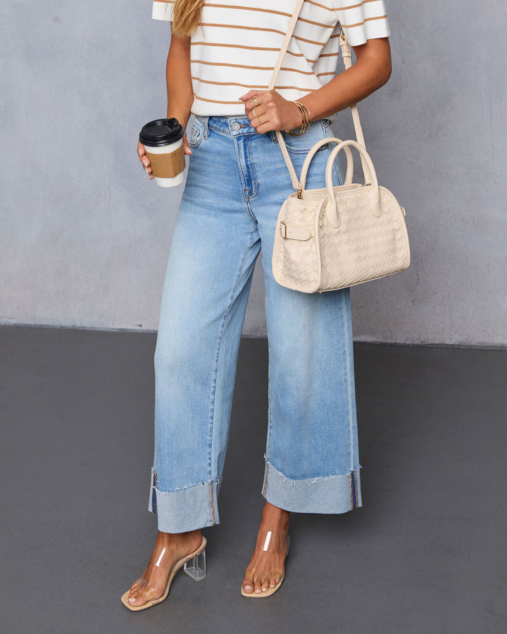 Louien Woven Faux Leather Satchel