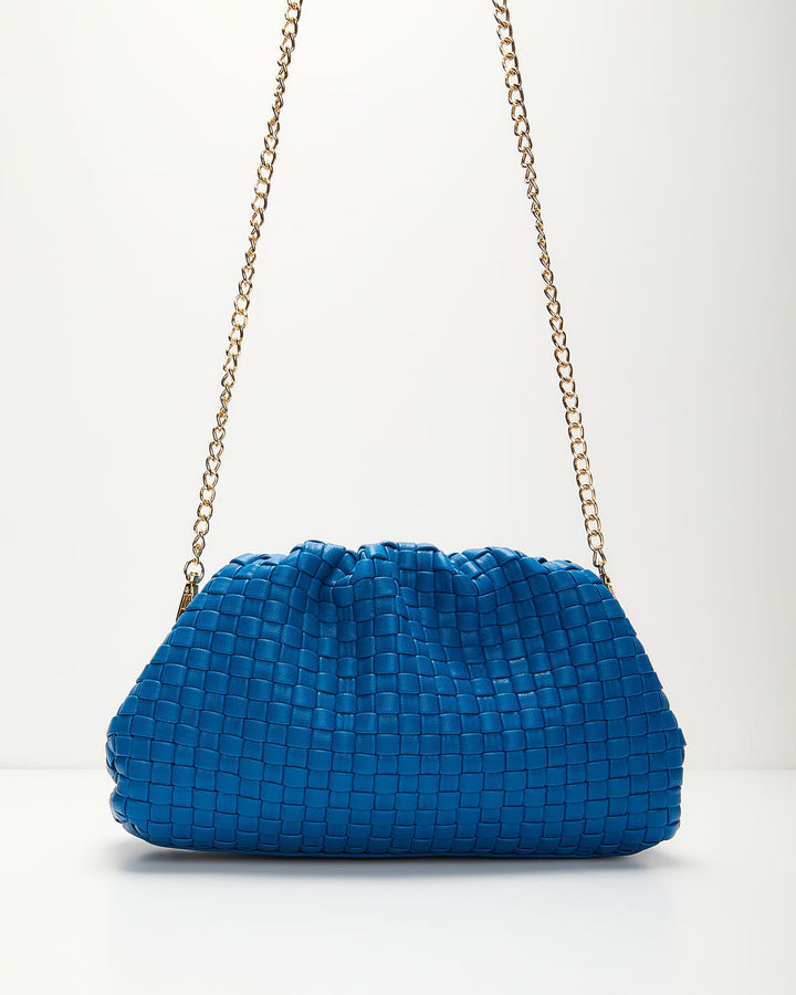 Janice Woven Leather Pouch Clutch