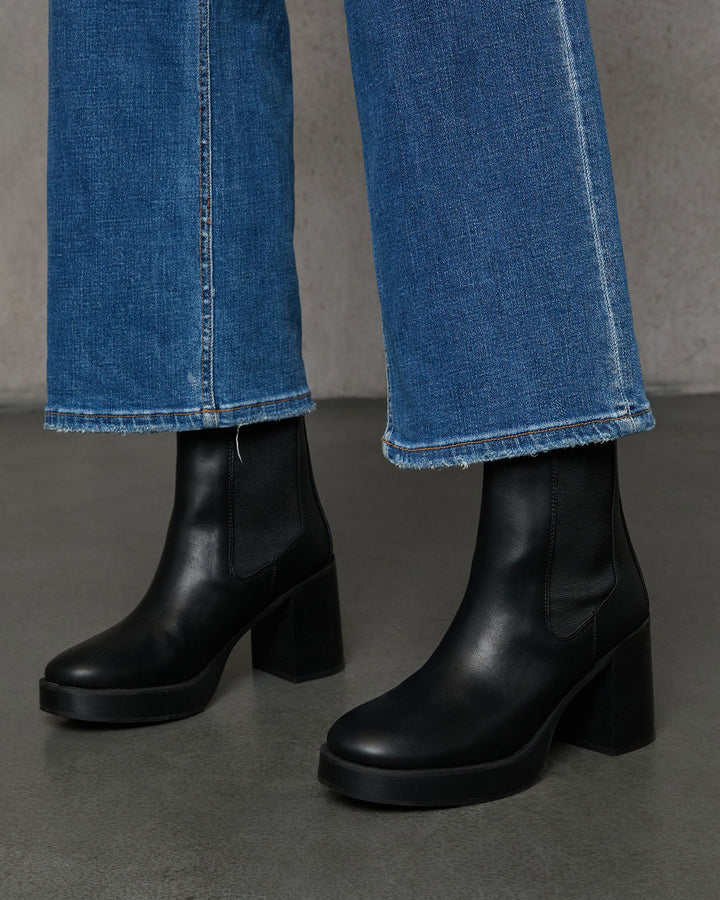 Teo Faux Leather Platform Heeled Boots