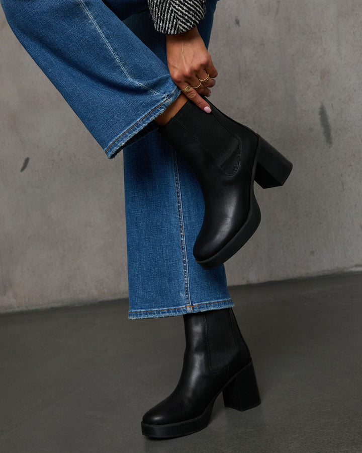 Teo Faux Leather Platform Heeled Boots