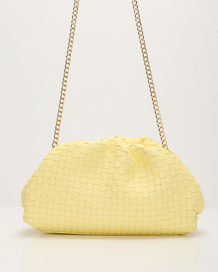 Janice Woven Leather Pouch Clutch