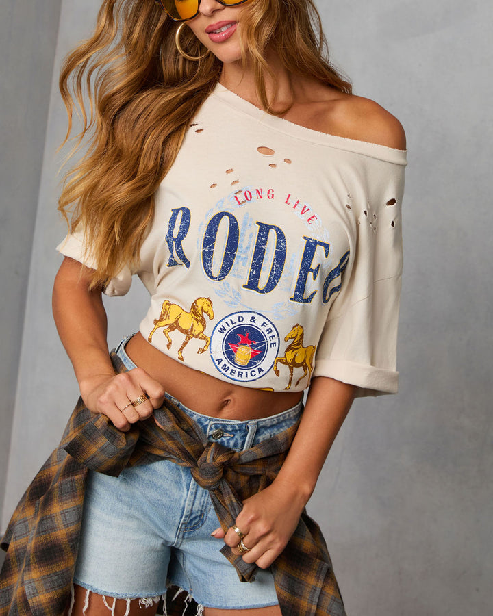 Long Live Rodeo Distressed Oversized Graphic Tee