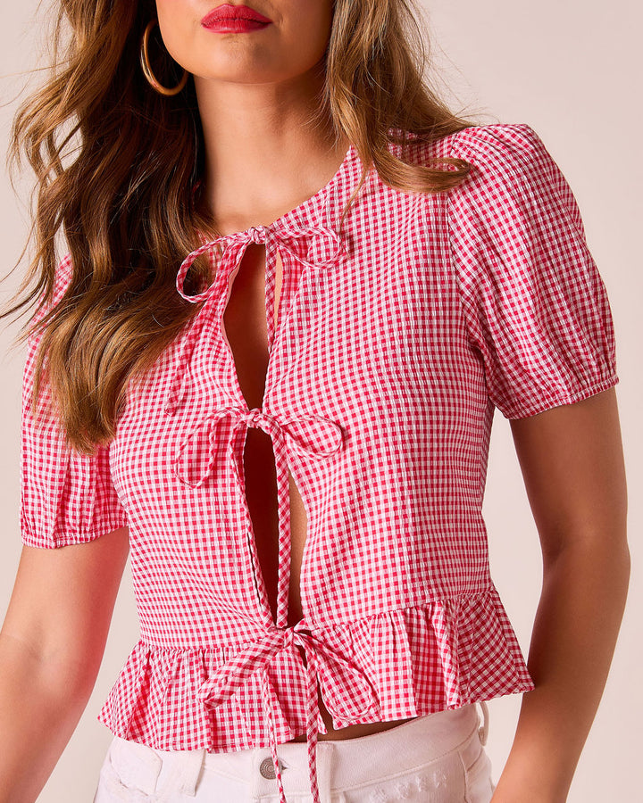 Nightingale Gingham Front Tie Top