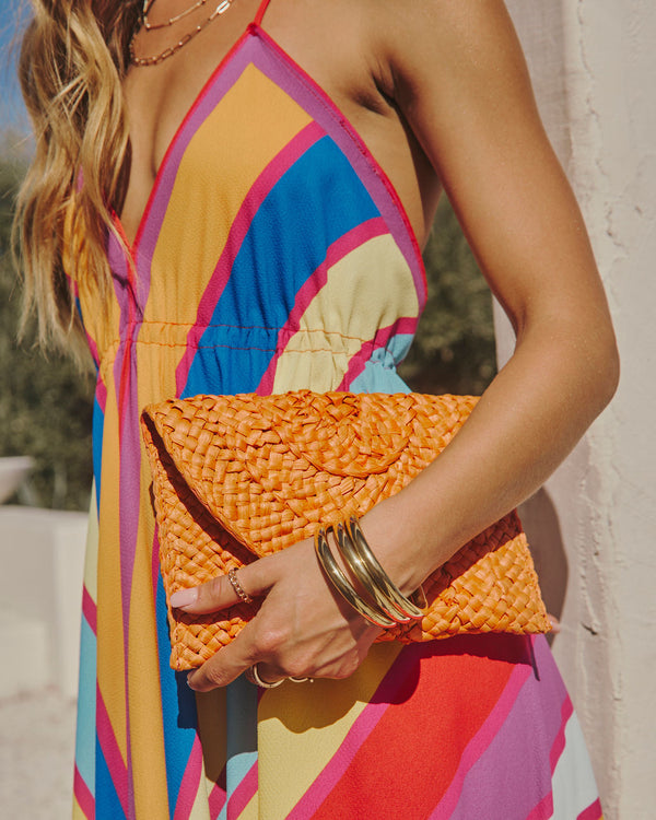 Sayveen Straw Envelope Clutch Orange O S