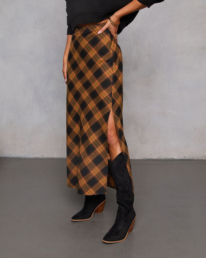 Autumn Chapter Plaid Maxi Skirt