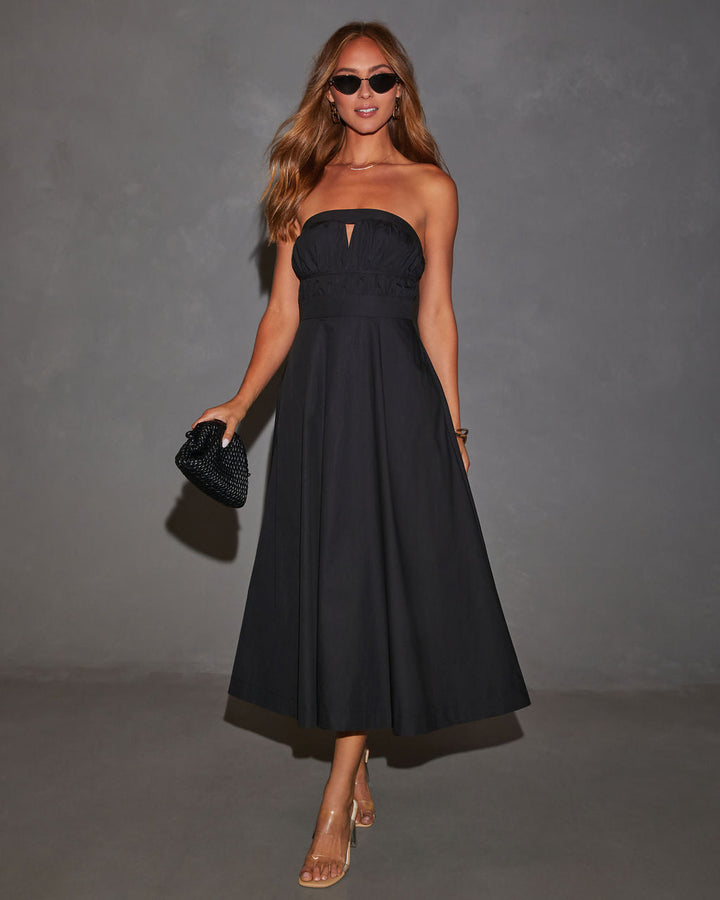 Ryann Strapless Front Cutout Midi Dress