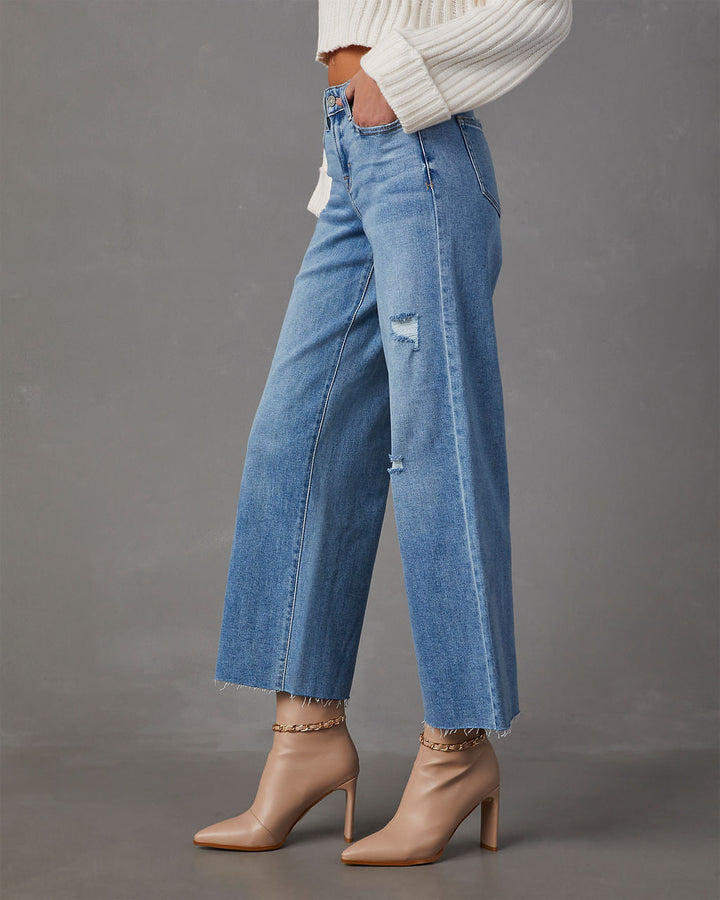 Caleb Super Stretch High Rise Wide Leg Jeans
