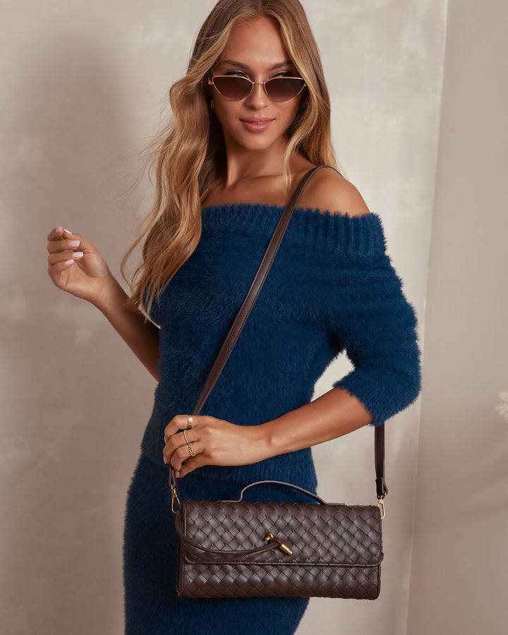 Porta Woven Leather Top Handle Clutch