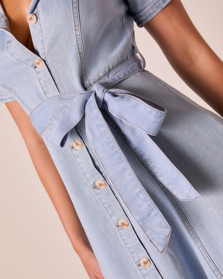 Canyon County Waist Tie Mini Shirt Dress