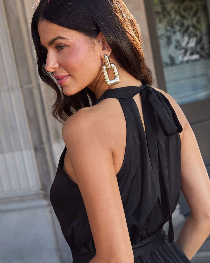 Sweet Spell Halter Waist Tie Jumpsuit