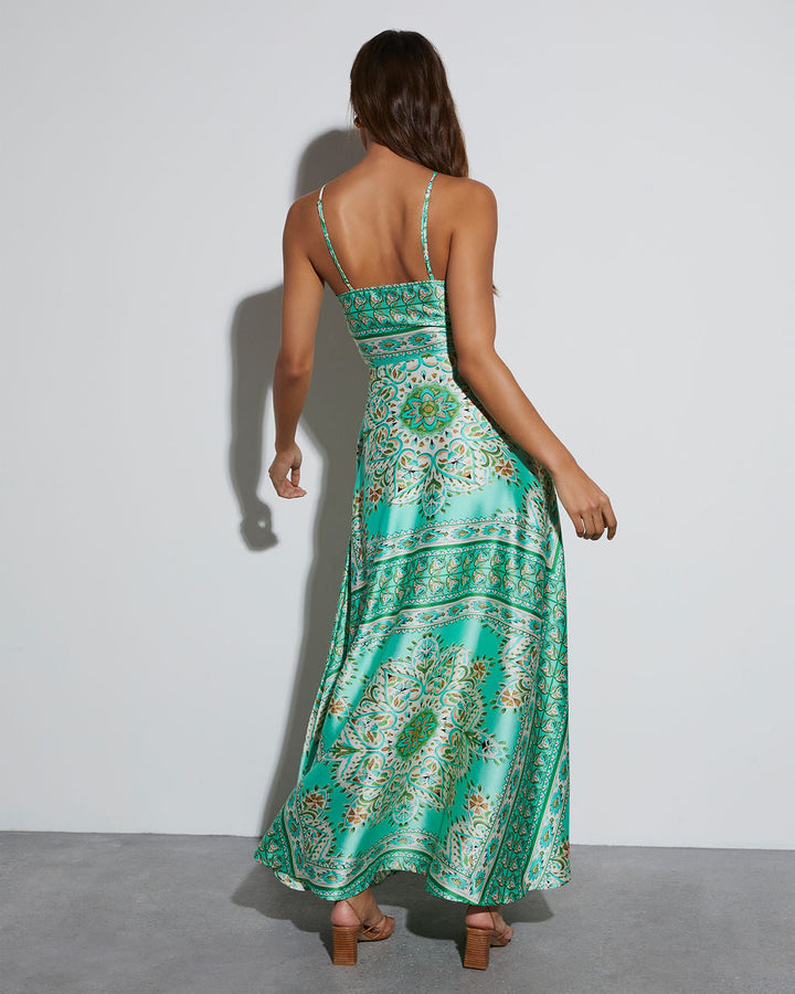 Gayle Satin Printed Maxi Dress