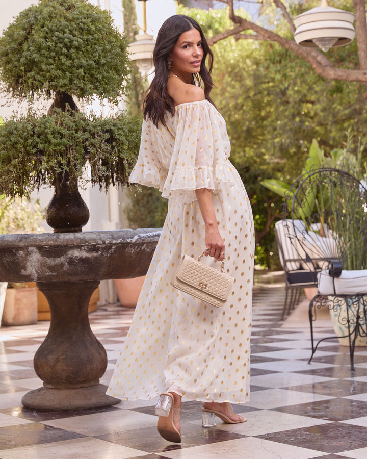 Parson Chiffon Off Shoulder Midi Dress