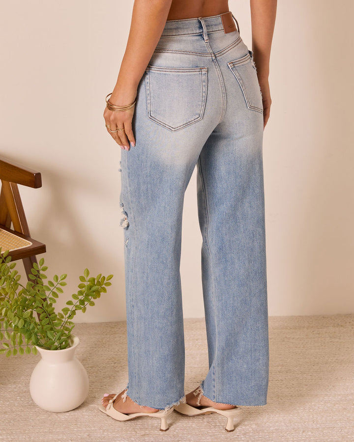 Lohan Super Stretch High Rise Distressed Relaxed Denim