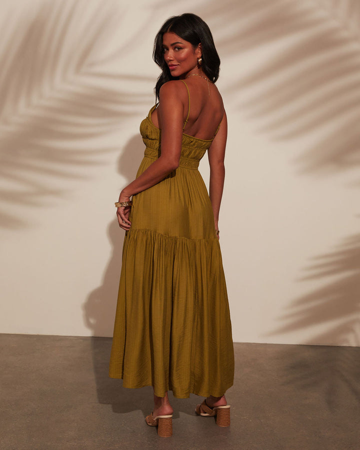 Riviera Romance Ruched Tiered Midi Dress