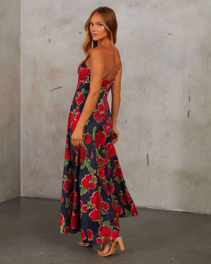 Getaway Garden Strapless Floral Print Maxi Dress