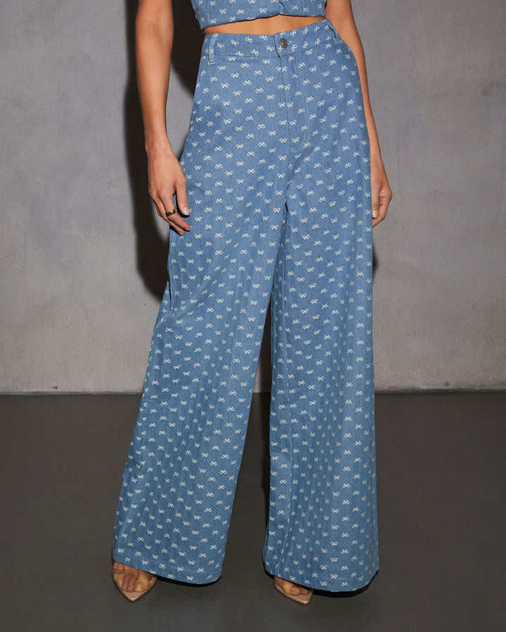 Tied In Love Bow Wide Leg Jeans