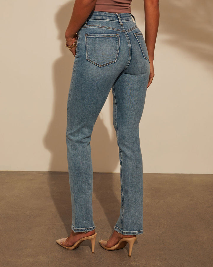 Jennings Super Stretch Split Hem Straight Jeans