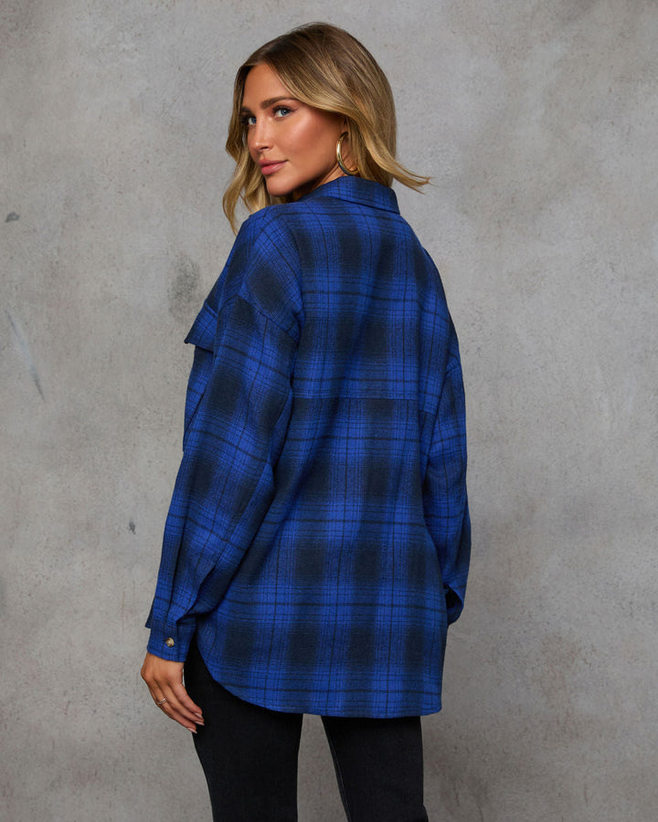 Petaluma Cotton Blend Plaid Button Down Top