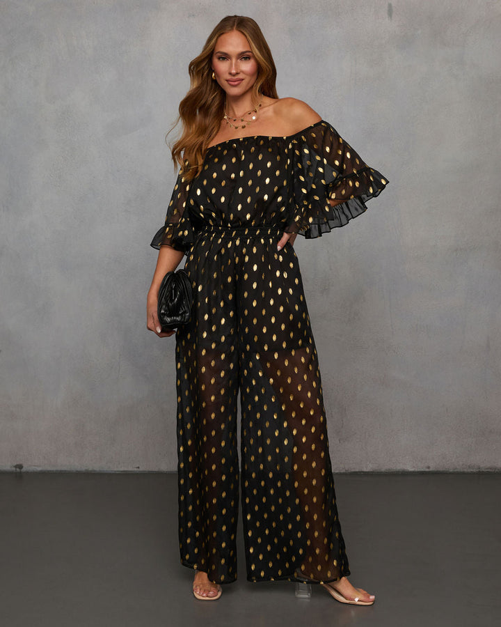 Heartfelt Chiffon Off Shoulder Jumpsuit