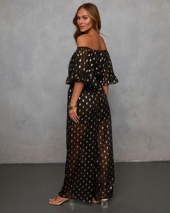 Heartfelt Chiffon Off Shoulder Jumpsuit