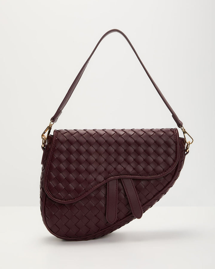 Kalila Faux Leather Woven Saddle Bag