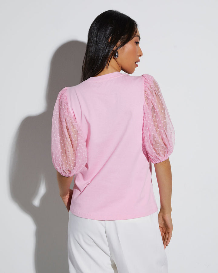 Prim And Proper Tulle Puff Sleeve Top
