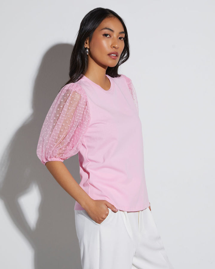 Prim And Proper Tulle Puff Sleeve Top