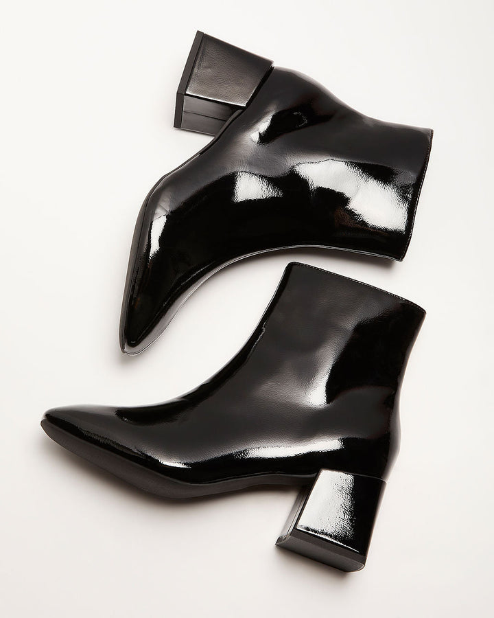 Kelce Patent Faux Leather Ankle Booties