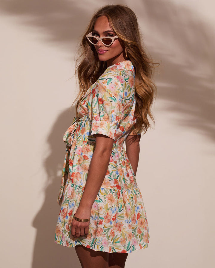 Evena Front Tie Floral Mini Dress