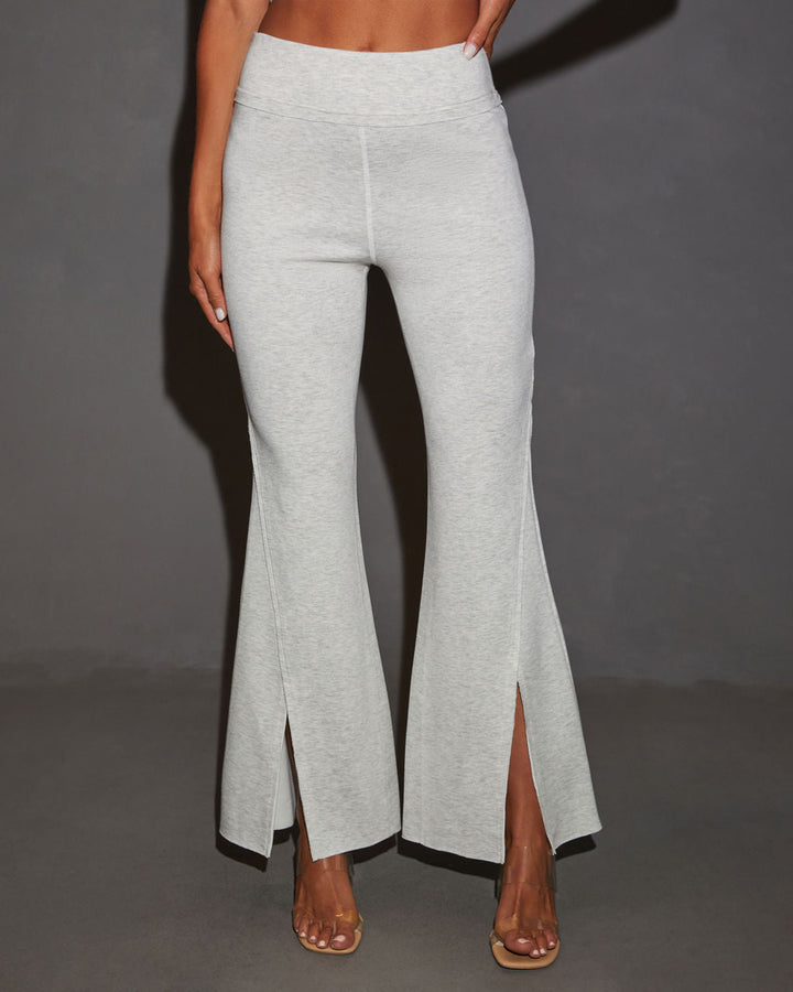 Easy Groove High Waisted Flare Pants Heather Grey