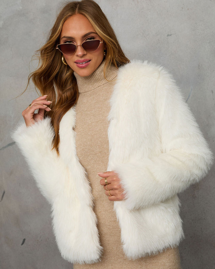 Warm Gather Faux Fur Coat Ivory