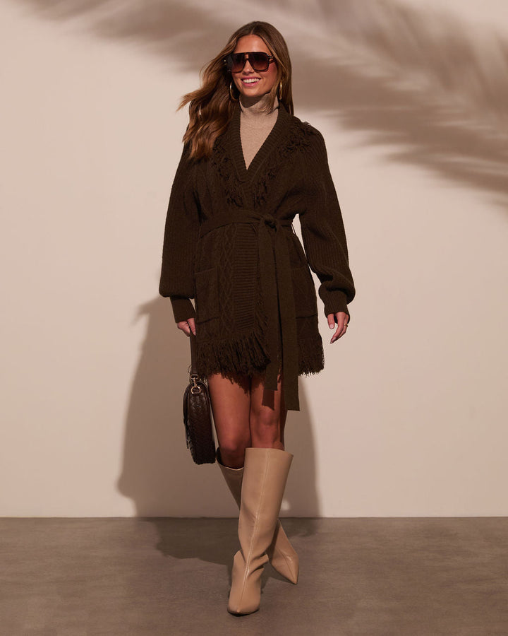 Hideaway With Me Fringe Waist Tie Cardigan