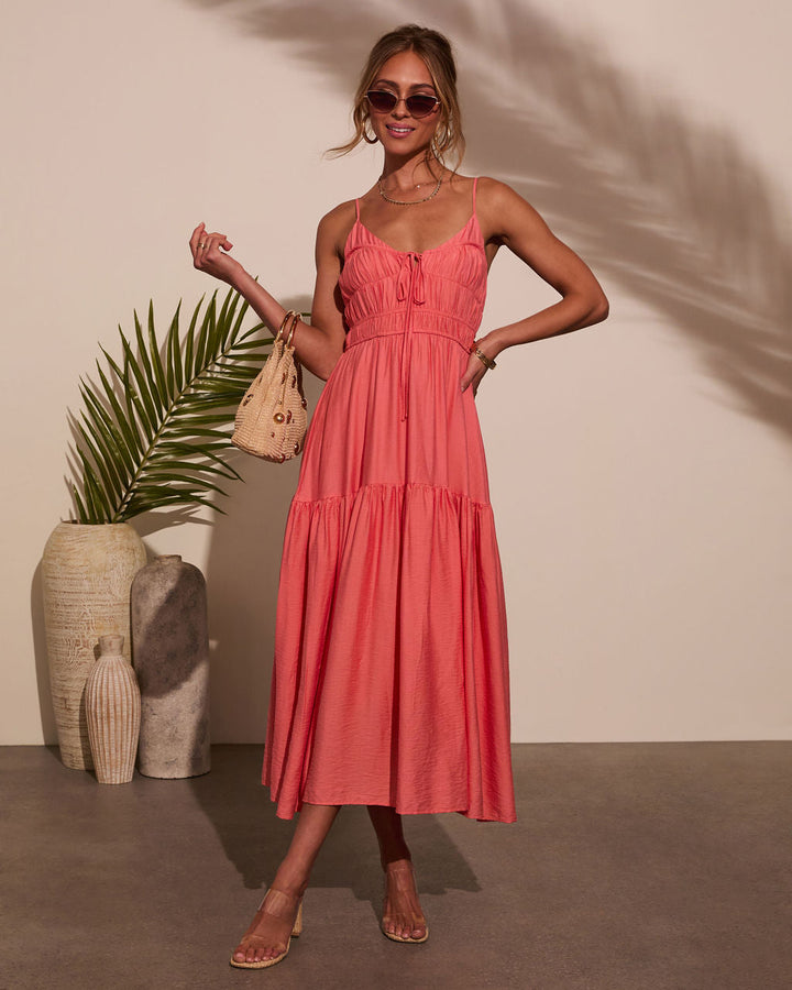 Riviera Romance Ruched Tiered Midi Dress