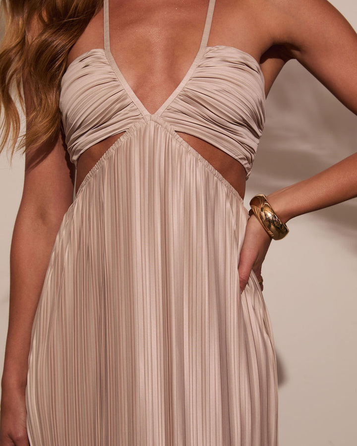 Hollywood Dreams Pleated Tie Back Midi Dress