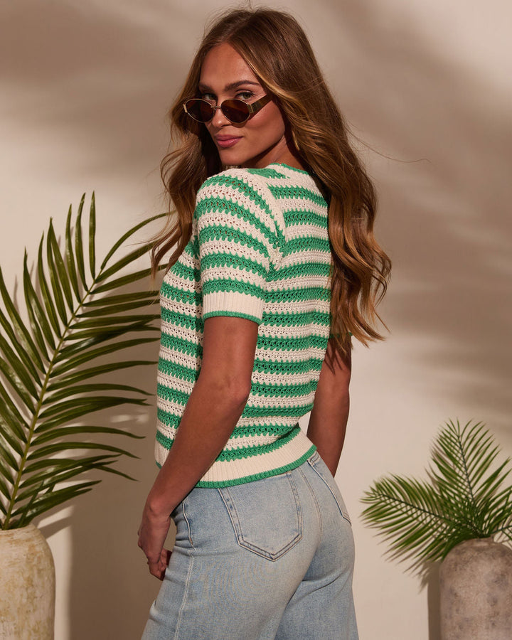 Mariselle Striped Crochet Top