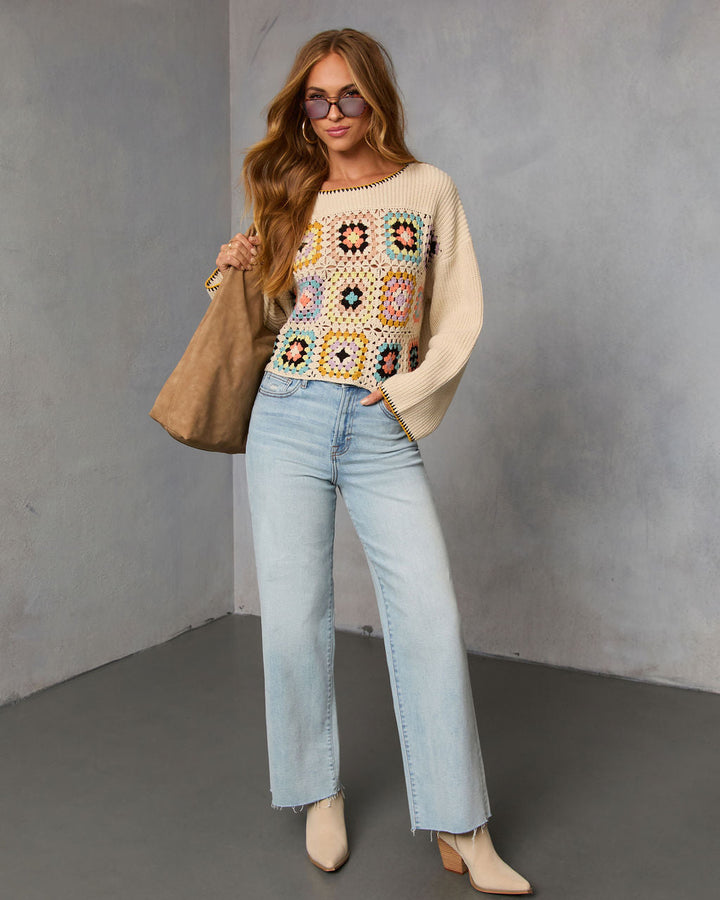 Melenia Abstract Crochet Sweater