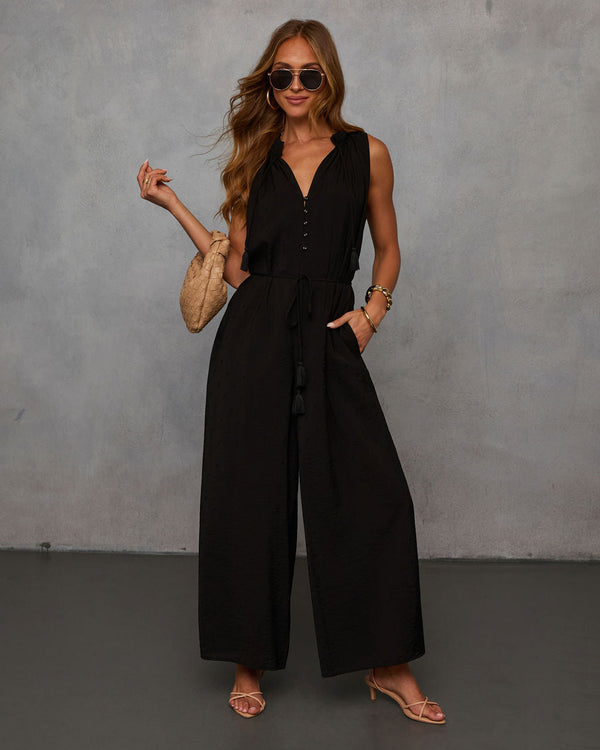 Hey Lover Waist Tie Jumpsuit Black