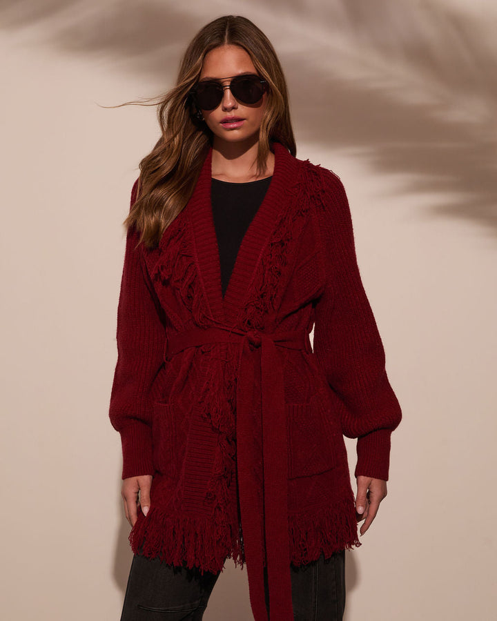 Hideaway With Me Fringe Waist Tie Cardigan