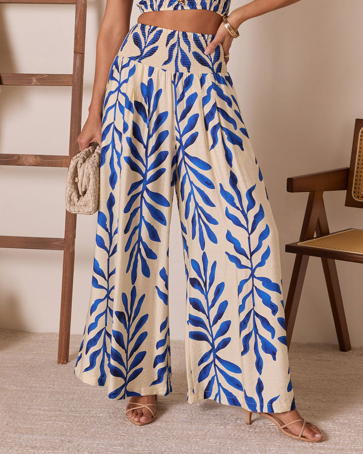Reynah Tropical Wide Leg Pant Blue