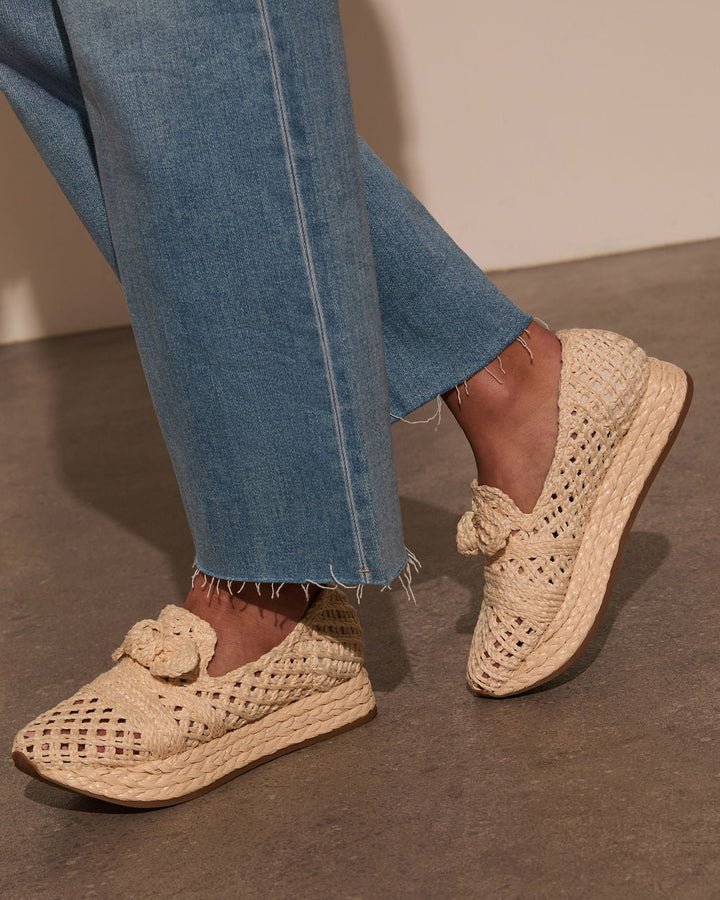 Lyla Straw Platform Bow Sneaker