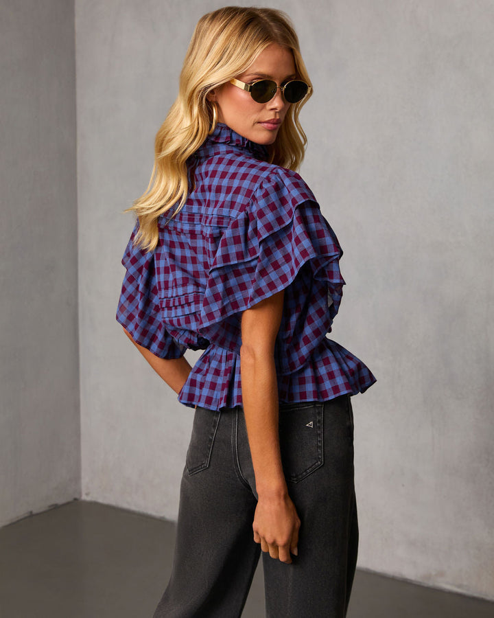 Nomad Cowgirl Plaid Mock Neck Top