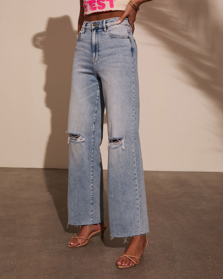 Alec Super Stretch High Rise Distressed Relaxed Denim