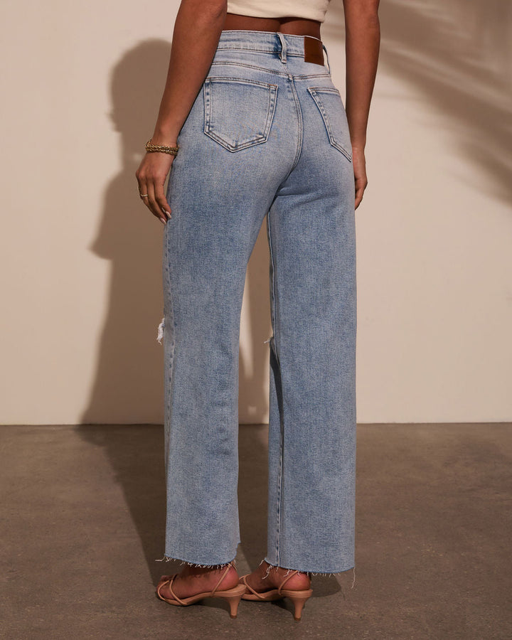 Alec Super Stretch High Rise Distressed Relaxed Denim