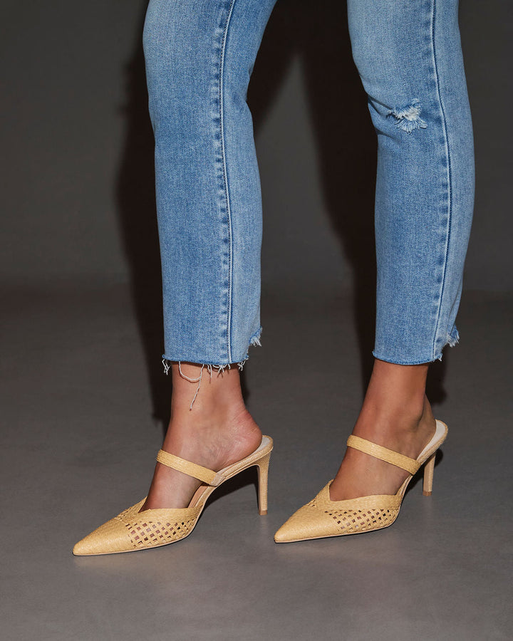 Kaline Raffia Pointed Toe Mules