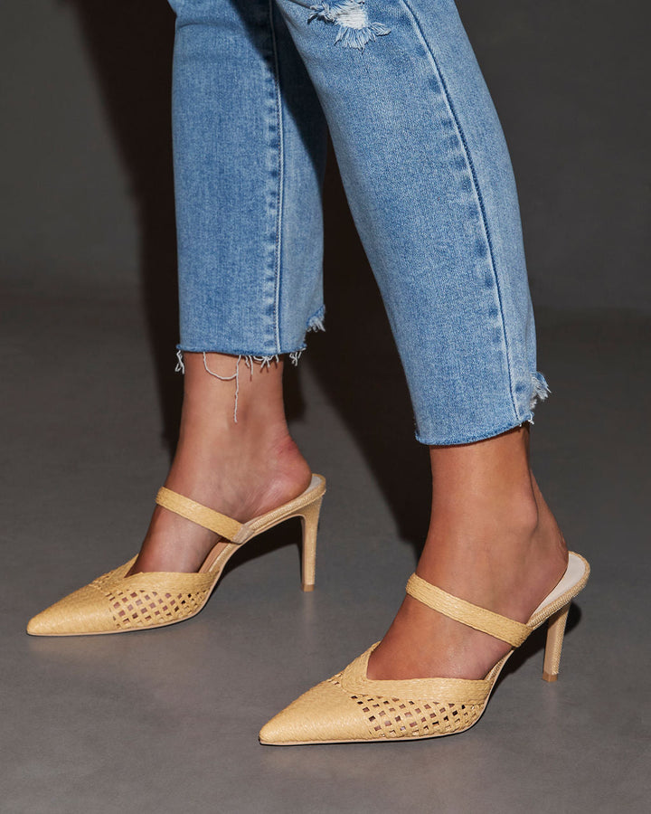 Kaline Raffia Pointed Toe Mules
